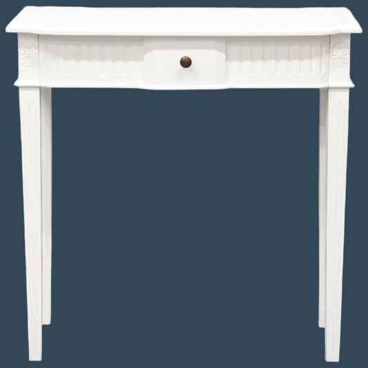 ELLIS SOLID MAHOGANY TIMBER HALL TABLE/CONSOLE TABLE 80CM - WHITE