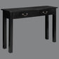 STRAIGHT LEG SOLID MAHOGANY TIMBER CONSOLE TABLE/ HALL TABLE WITH 2 DRAWERS IN BLACK 120CM - MyChocolateWood