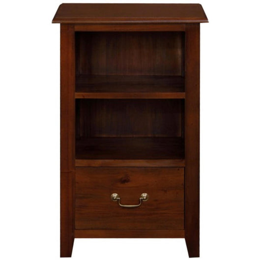 BENEDICT SOLID MAHOGANY TIMBER BEDSIDE TABLE WITH 1 DRAW & 1 SHELF IN MAHOGANY