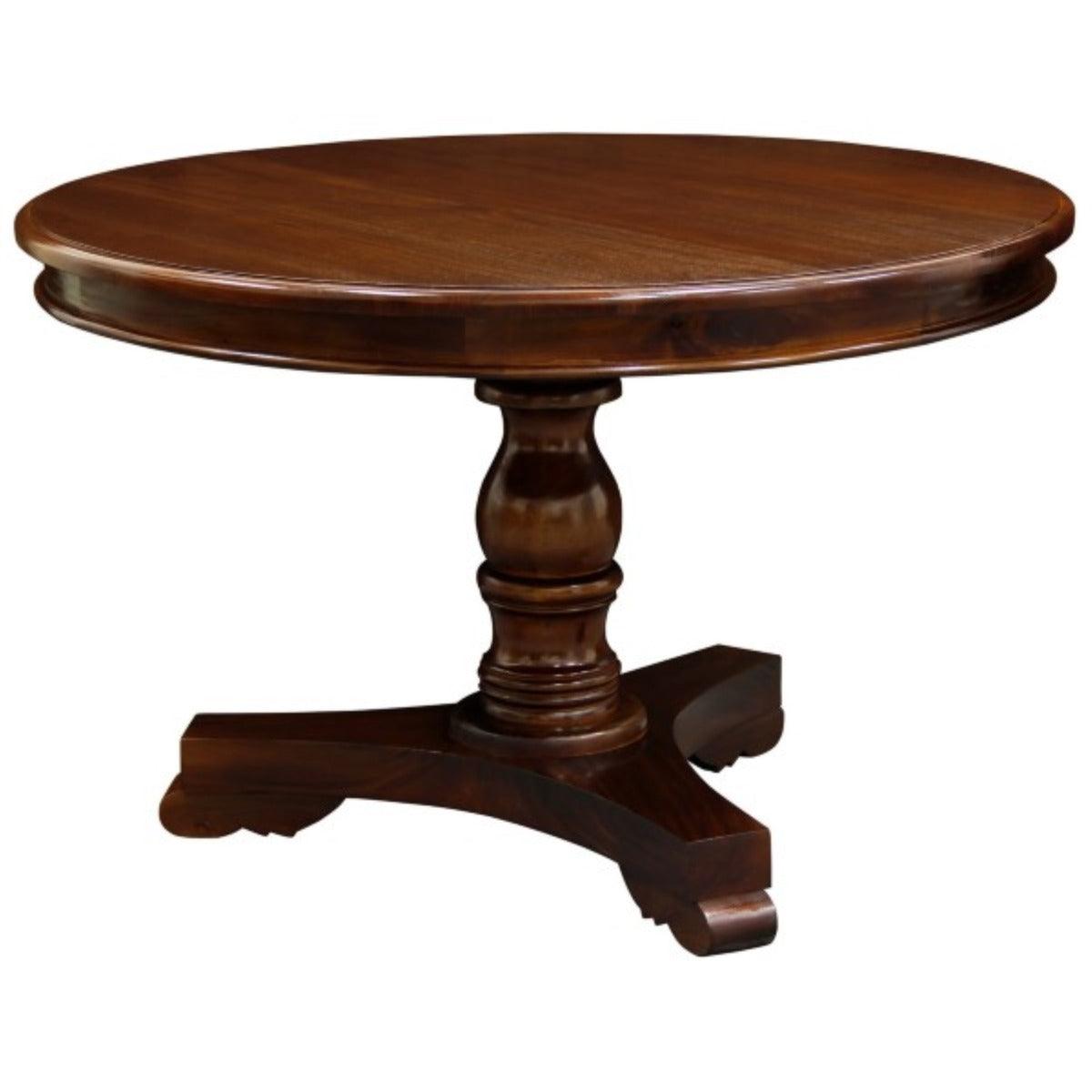ROSMARIE QUEEN ANN ROUND DINING TABLE IN SOLID MAHOGANY 120CM - MAHOGANY