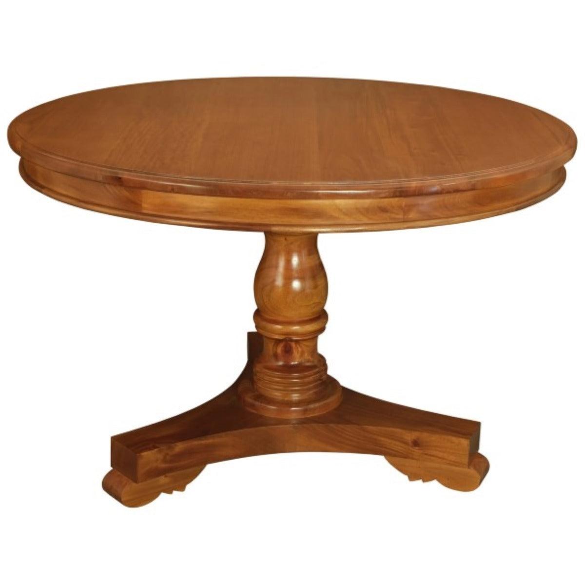 ROSMARIE QUEEN ANN ROUND DINING TABLE IN SOLID MAHOGANY 120CM - LIGHT PECAN