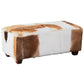 LENNOX GOAT HIDE UPHOLSTERED MAHOGANY TIMBER LARGE OTTOMAN - MyChocolateWood