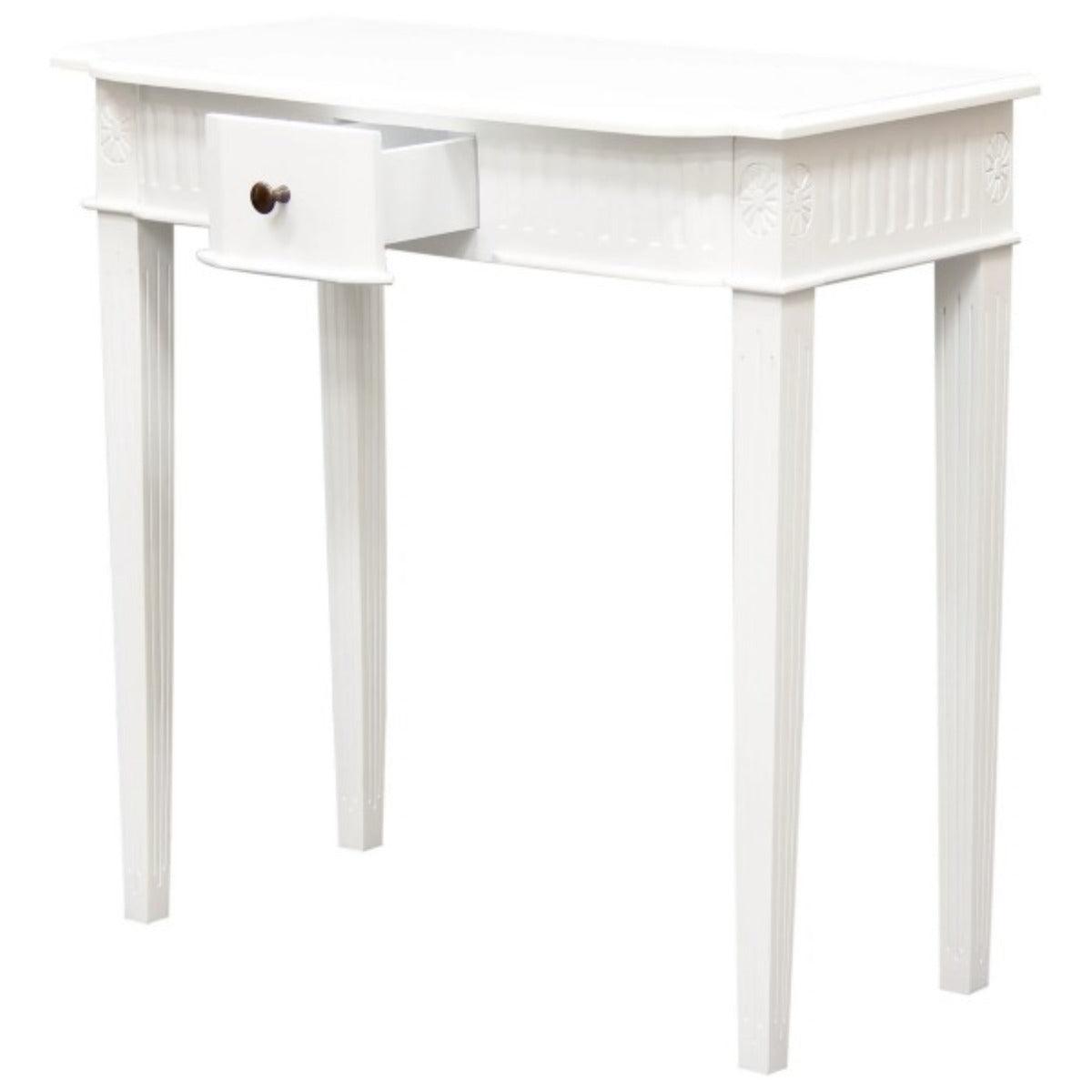 ELLIS SOLID MAHOGANY TIMBER HALL TABLE/CONSOLE TABLE 80CM - WHITE