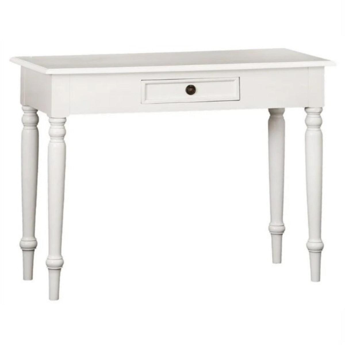 EMERY SOLID MAHOGNAY TIMBER HALL TABLE 100CM - WHITE