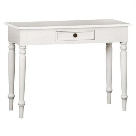 EMERY SOLID MAHOGNAY TIMBER HALL TABLE 100CM - WHITE