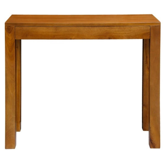 TANAKA SOLID MAHOGANY TIMBER CONSOLE TABLE WITH 1 HIDDEN DRAWER 90CM IN LIGHT PECAN