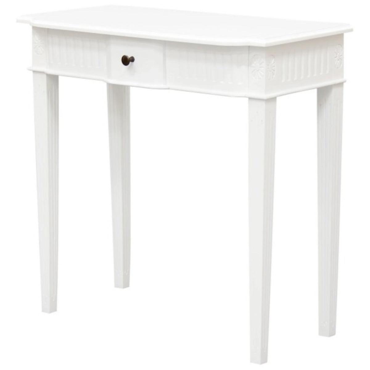 ELLIS SOLID MAHOGANY TIMBER HALL TABLE/CONSOLE TABLE 80CM - WHITE