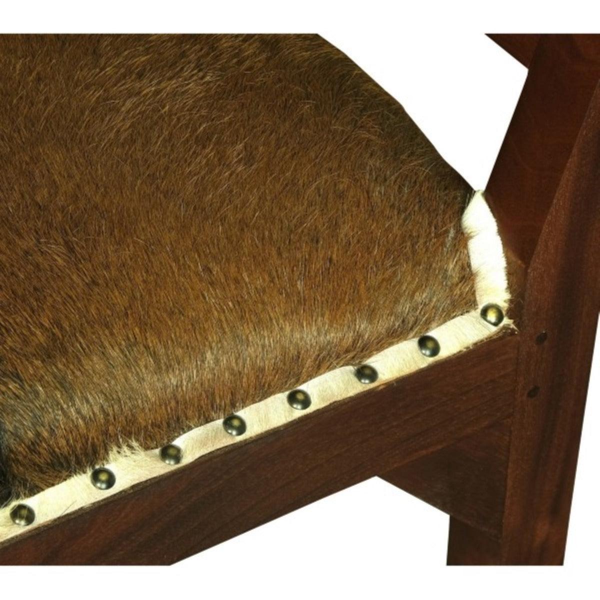 DAISY SOLID MAHOAGNY TIMBER SINGLE BENCH WITH GOAT HIDE SEATDAISY SOLID MAHOAGNY TIMBER SINGLE BENCH WITH GOAT HIDE SEAT