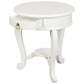 FRANCIS CABRIOL LEG SOLID MAHOGANY TIMBER ROUND LAMP TABLE- WHITE - MyChocolateWood