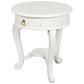 FRANCIS CABRIOL LEG SOLID MAHOGANY TIMBER ROUND LAMP TABLE- WHITE - MyChocolateWood