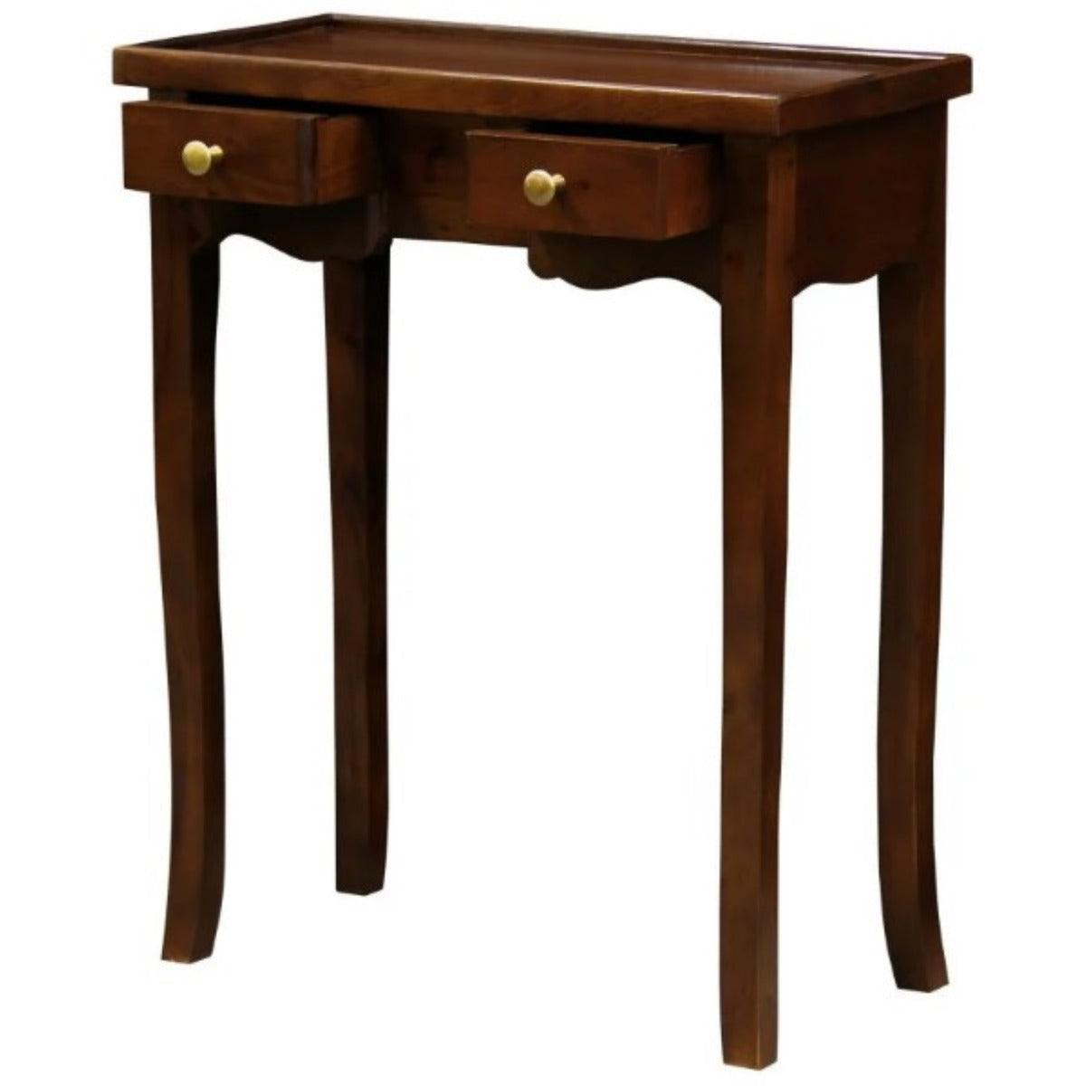 MANDY QUEEN ANN SOLID MAHOGANY 2 DRAWER PHONE/CONSOLE TABLE IN MAHOGANY