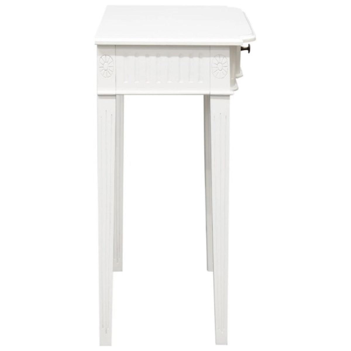 ELLIS SOLID MAHOGANY TIMBER HALL TABLE/CONSOLE TABLE 80CM - WHITE