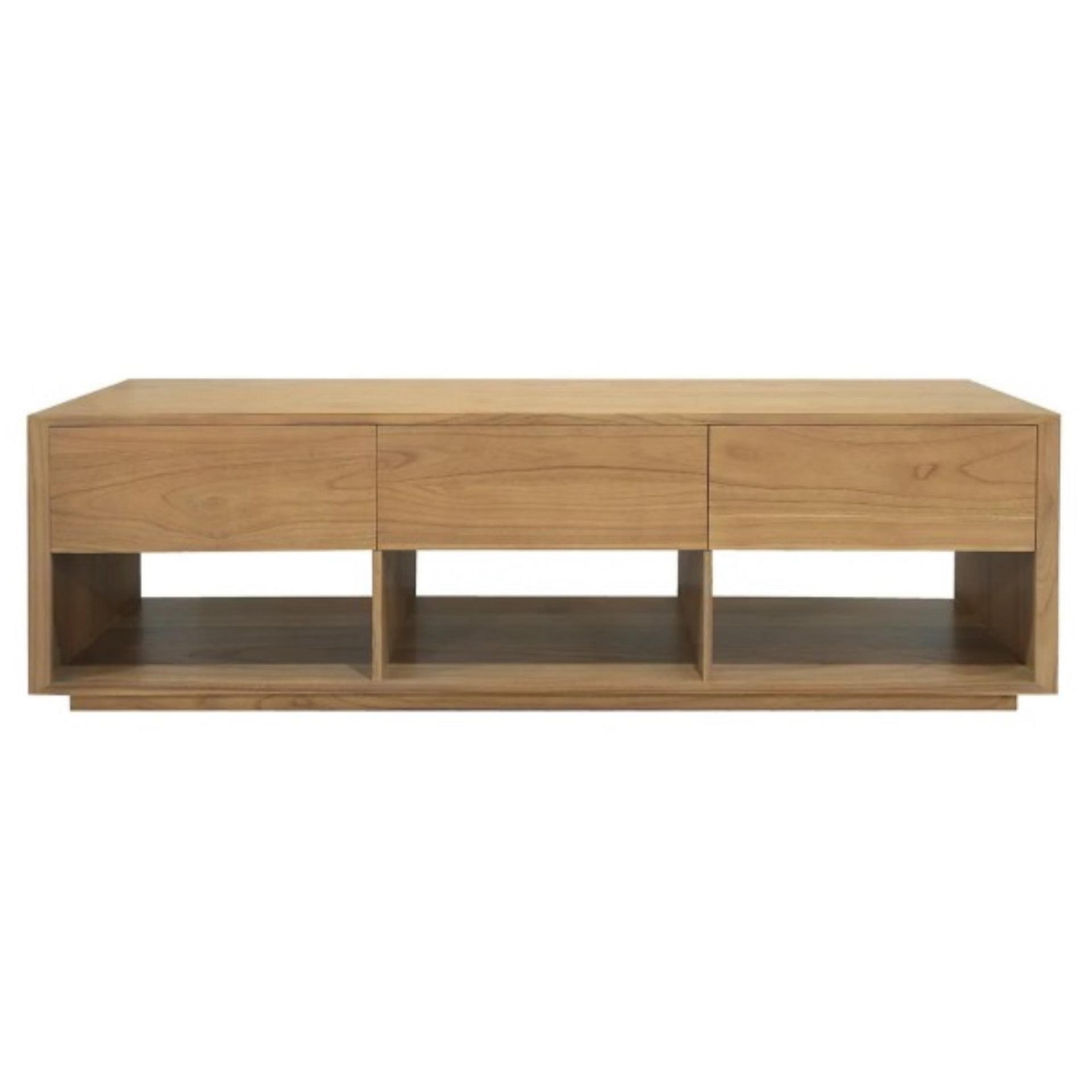 CARDEW SOLID WHITE CEDAR TIMBER 3 DRAWERS 180CM TV UNIT IN NATURAL - MyChocolateWood