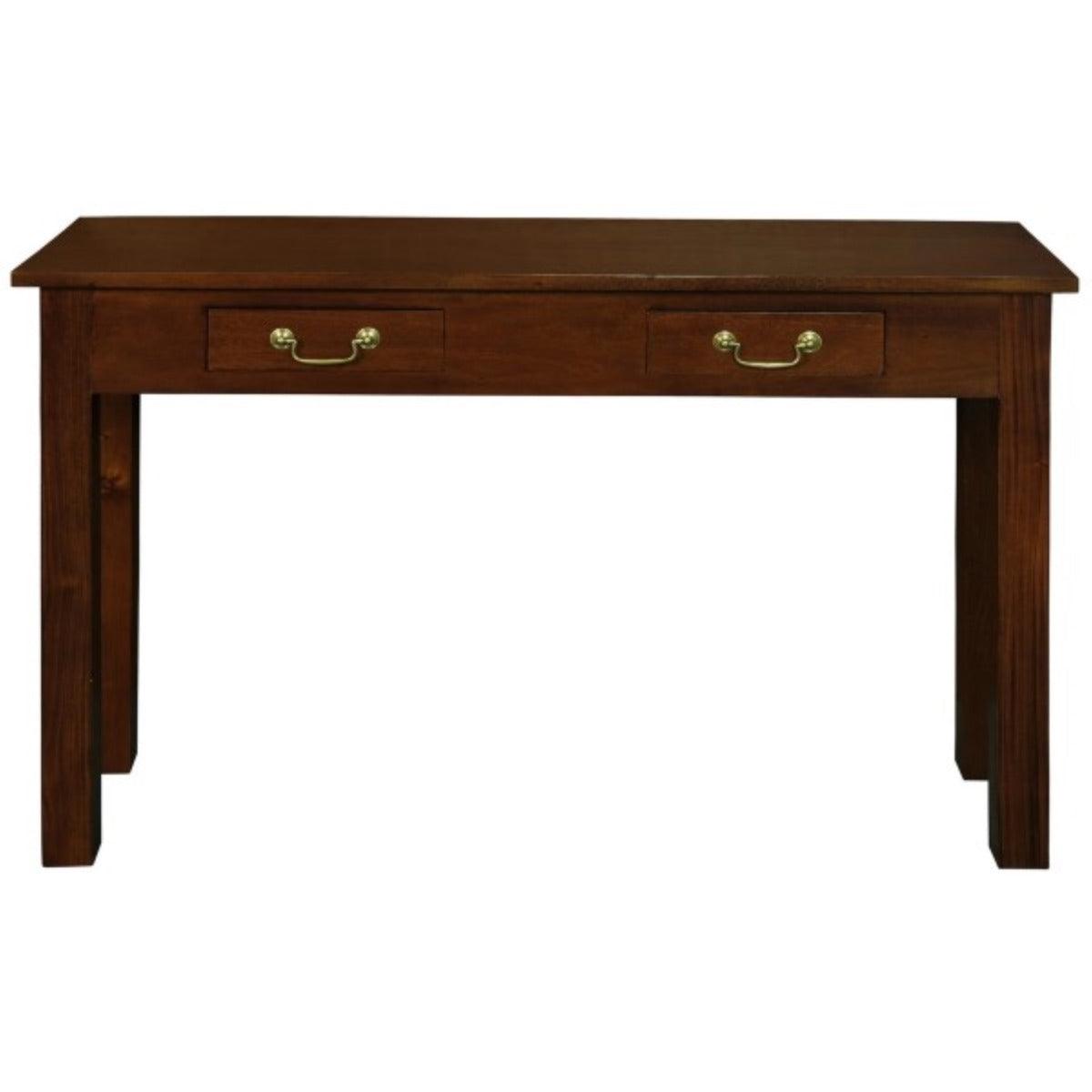 STRAIGHT LEG SOLID MAHOGANY TIMBER CONSOLE TABLE WITH 2 DRAWERS 120CM IN MAHOGANY