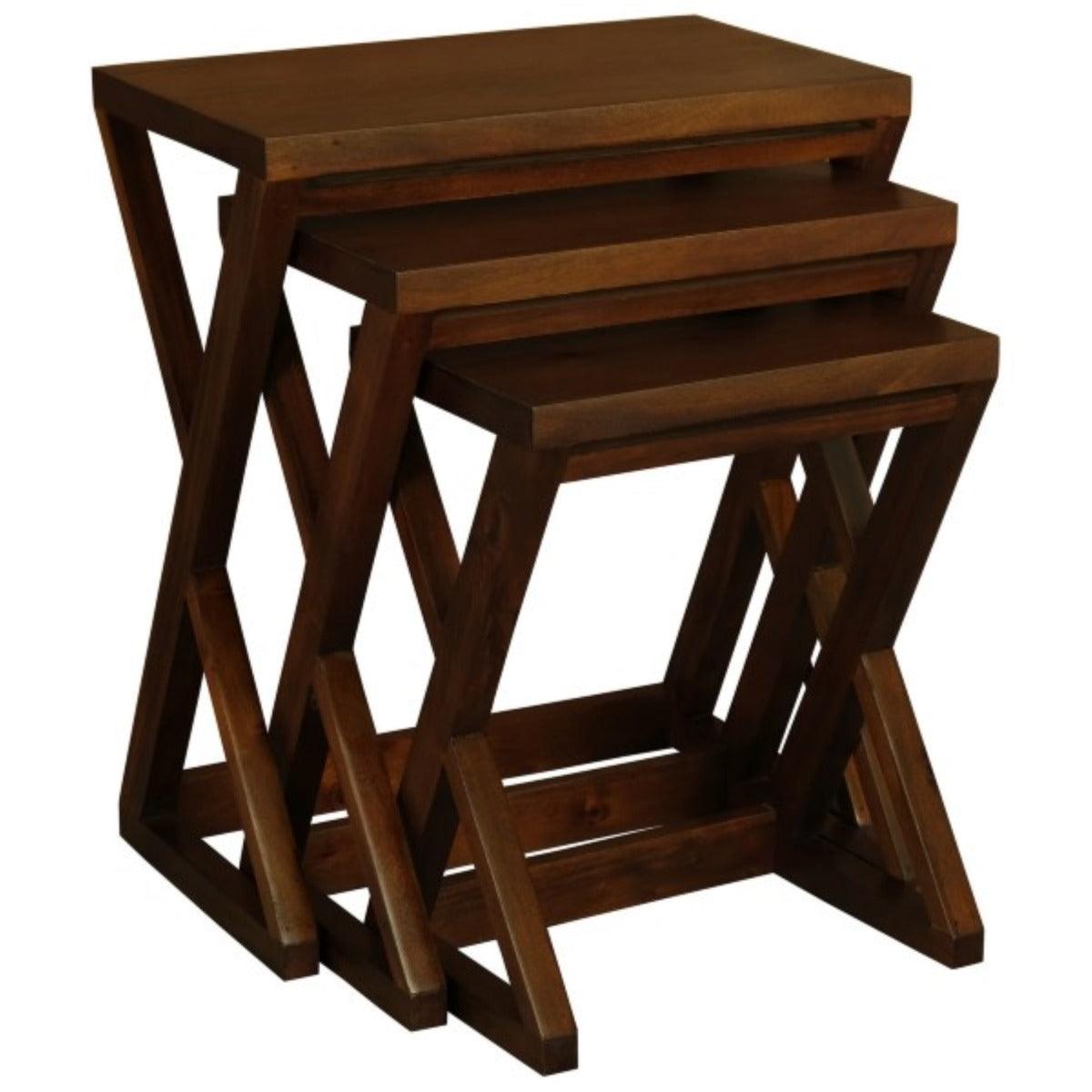 BRESCIA SOLID MAHOGANY NEST OF TABLES/SET OF 3 SMALL SOLID MAHOGANY TABLES IN MAHOGANY