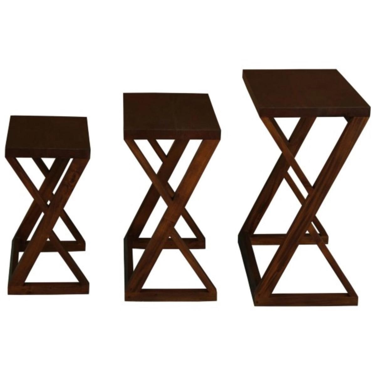 BRESCIA SOLID MAHOGANY NEST OF TABLES/SET OF 3 SMALL SOLID MAHOGANY TABLES IN MAHOGANY