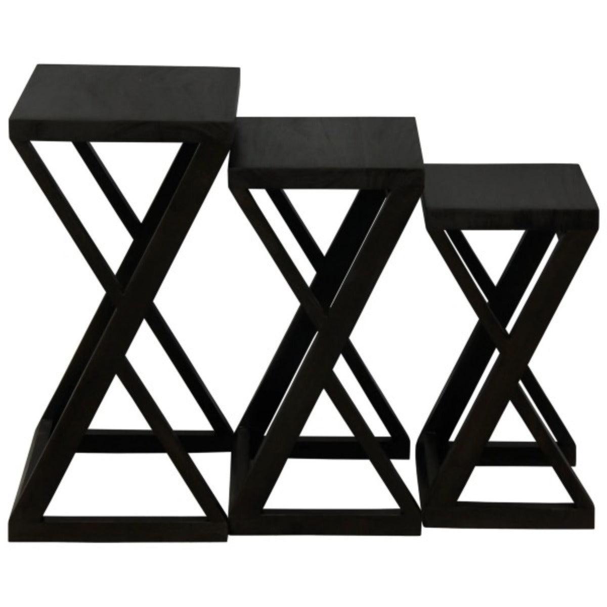 BRESCIA SOLID MAHOGANY NEST OF TABLES/SET OF 3 SMALL SOLID MAHOGANY TABLES IN CHOCOLATE