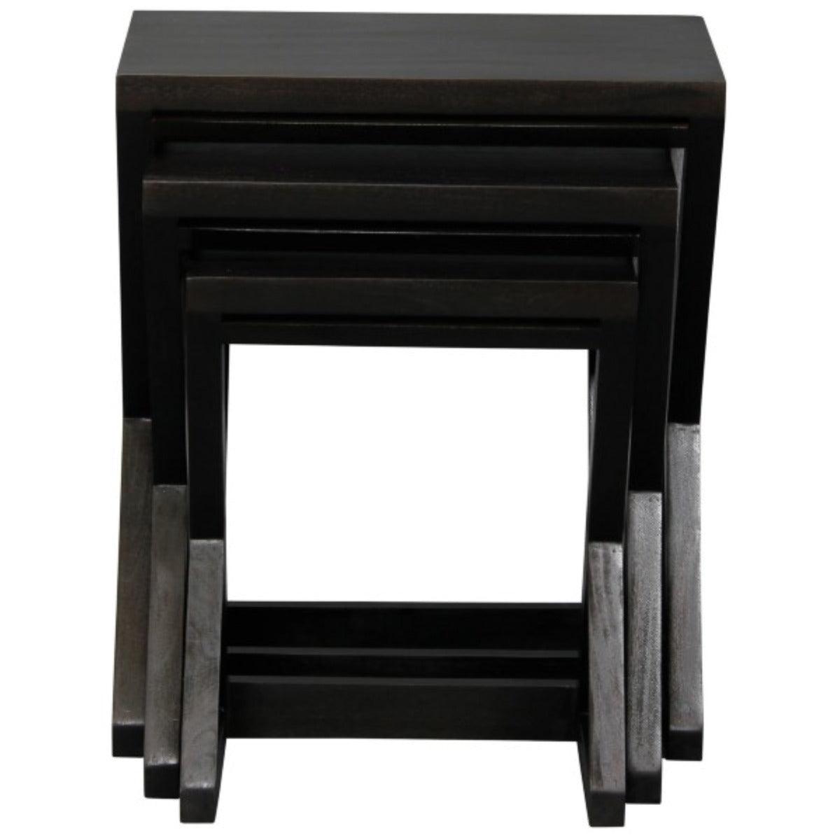 BRESCIA SOLID MAHOGANY NEST OF TABLES/SET OF 3 SMALL SOLID MAHOGANY TABLES IN CHOCOLATE