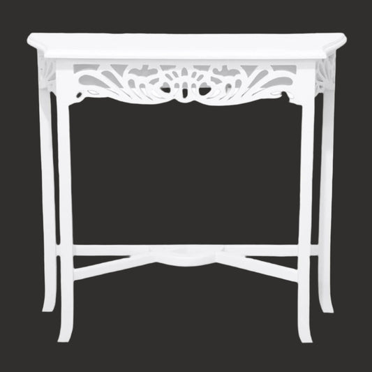 MANOR SOLID MAHOGANY TIMBER CONSOLE TABLEHALL TABLE IN WHITE 120CM