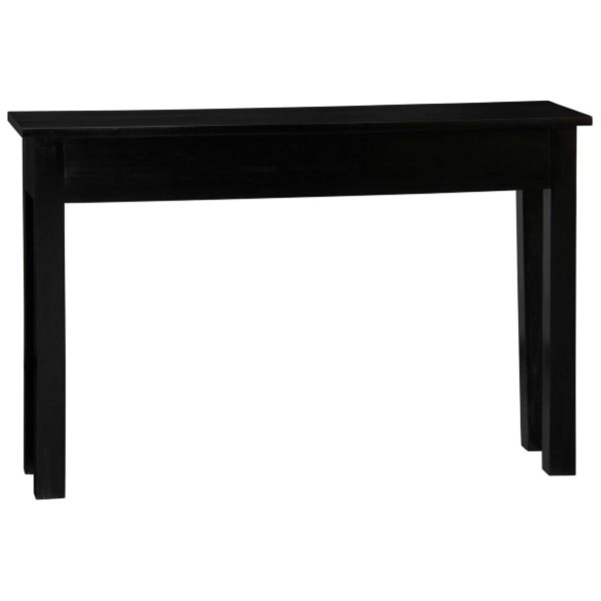 STRAIGHT LEG SOLID MAHOGANY TIMBER CONSOLE TABLE/ HALL TABLE WITH 2 DRAWERS IN BLACK 120CM