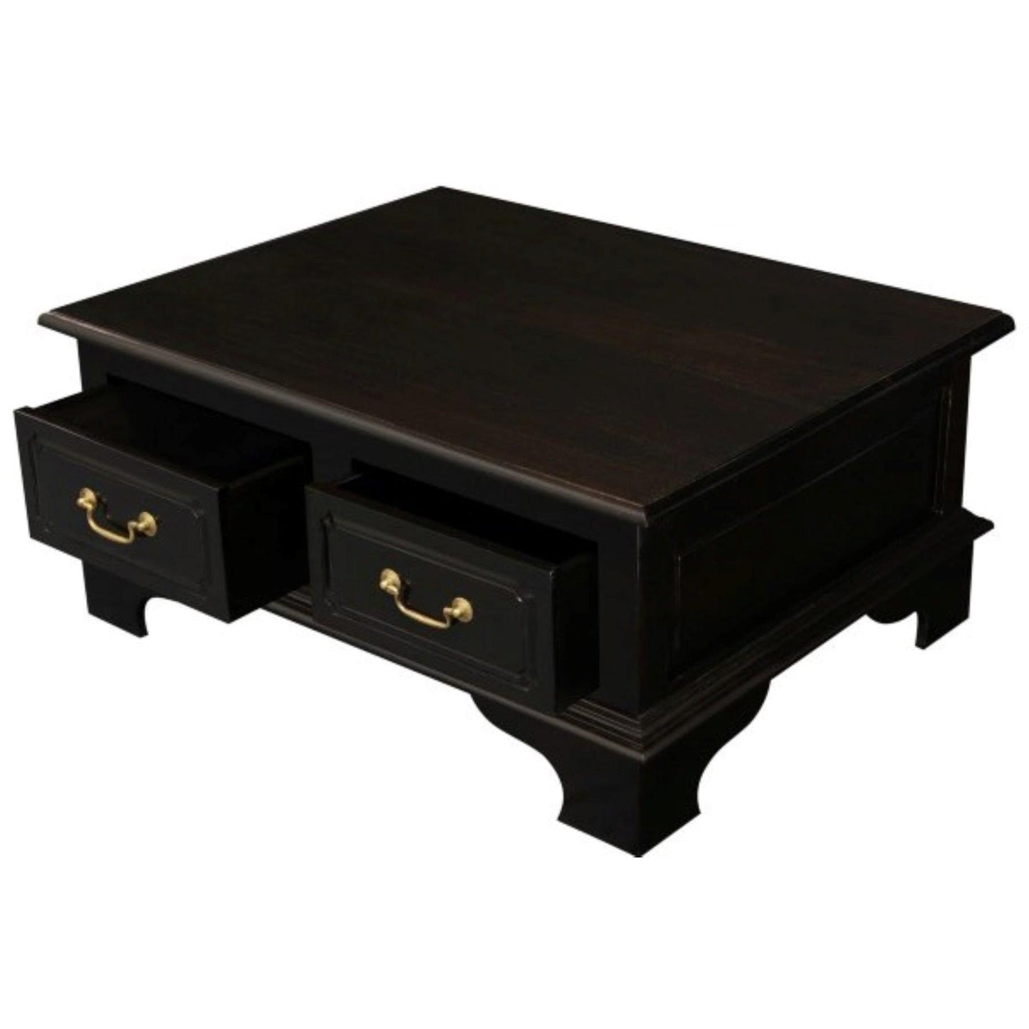 KLEVERSON SOLID MAHOGANY 4 DRAWERS RECTANGULAR COFFEE TABLE IN CHOCOLATE