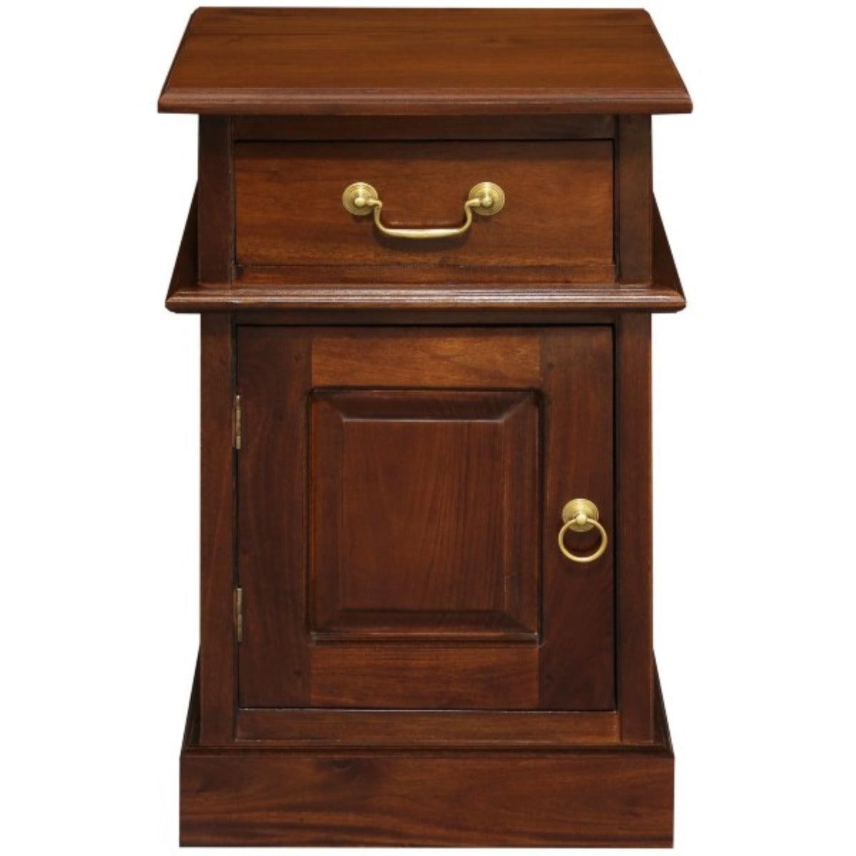 TASMANIA SOLID MAHOGANY TIMBER BEDSIDE TABLE, LEFT HAND SIDE, MAHOGANY