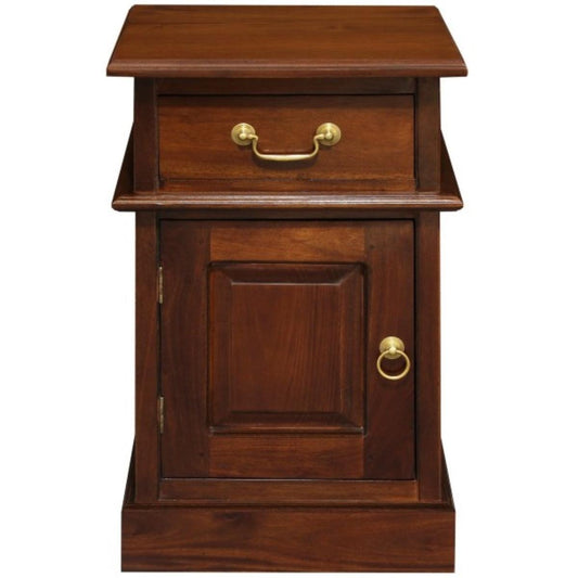 TASMANIA SOLID MAHOGANY TIMBER BEDSIDE TABLE, LEFT HAND SIDE, MAHOGANY