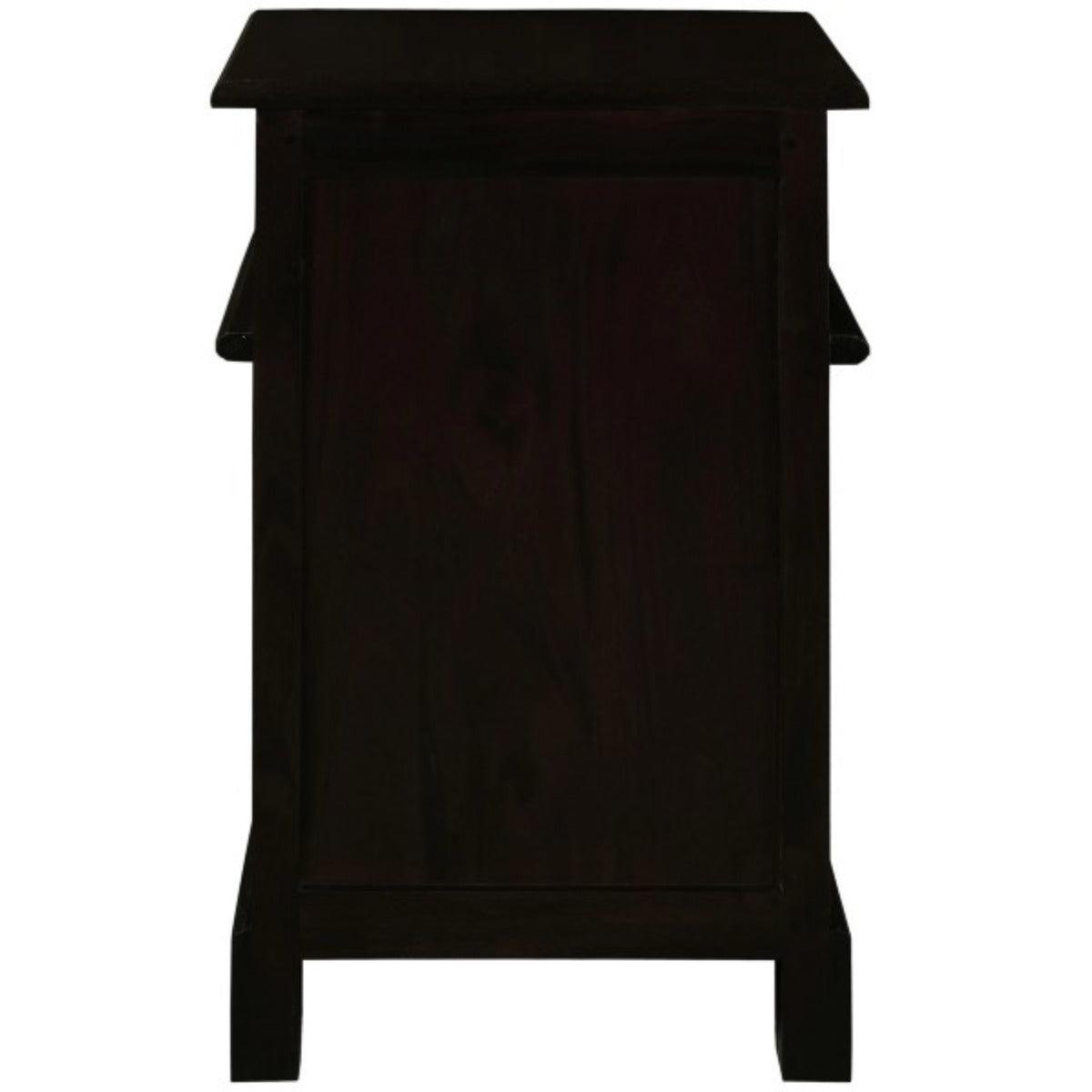 TASMANIA SOLID MAHOGANY TIMBER BEDSIDE TABLE, RIGHT HAND SIDE, CHOCOLATE