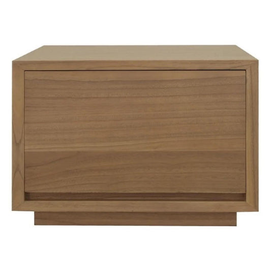 CARDEW SOLID WHITE CEDAR TIMBER 1 DRAWER LOW BEDSIDE TABLE IN NATURAL