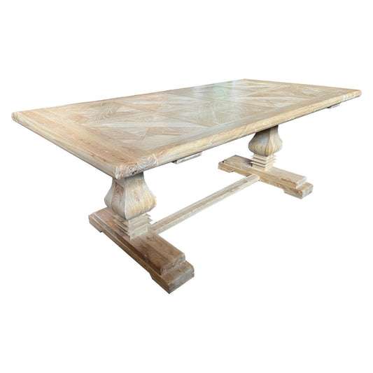BELLINGTON RECYCLED ELM DINING TABLE PARQUETRY TOP 200CM