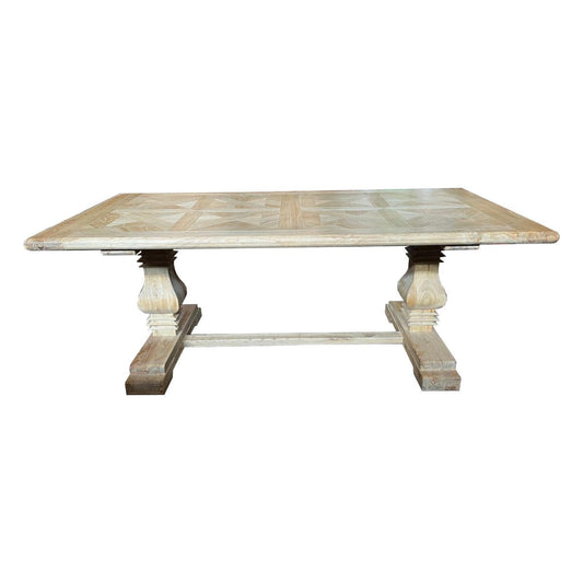 BELLINGTON RECYCLED ELM DINING TABLE PARQUETRY TOP 250CM