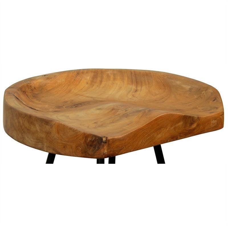YORKIE RECYCLED TEAK TIMBER & IRON BAR STOOL- BLACK - MyChocolateWood