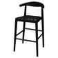 ELLIOT OAK BARSTOOL WITH GENUINE WOVEN LEATHER BLACK