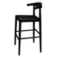 ELLIOT OAK BARSTOOL WITH GENUINE WOVEN LEATHER BLACK