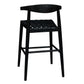 ELLIOT OAK BARSTOOL WITH GENUINE WOVEN LEATHER BLACK