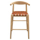 ELLIOT OAK BARSTOOL WITH GENUINE WOVEN LEATHER SET OF 2 TAN/NATURAL