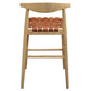 ELLIOT OAK BARSTOOL WITH GENUINE WOVEN LEATHER SET OF 2 TAN/NATURAL