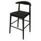 ELLIOT OAK BARSTOOL WITH GENUINE WOVEN LEATHER SET OF 2 IN BLACK