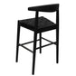 ELLIOT OAK BARSTOOL WITH GENUINE WOVEN LEATHER SET OF 2 IN BLACK