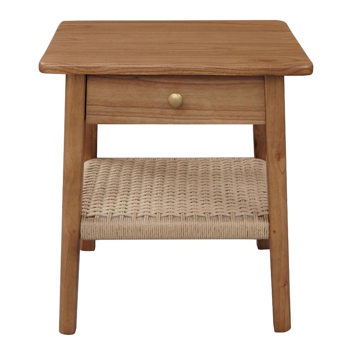 KELLY WHITE CEDAR TIMBER 1 DRAWER BEDSIDE TABLE ALMOND