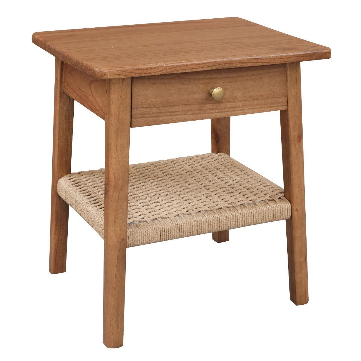 KELLY WHITE CEDAR TIMBER 1 DRAWER BEDSIDE TABLE ALMOND
