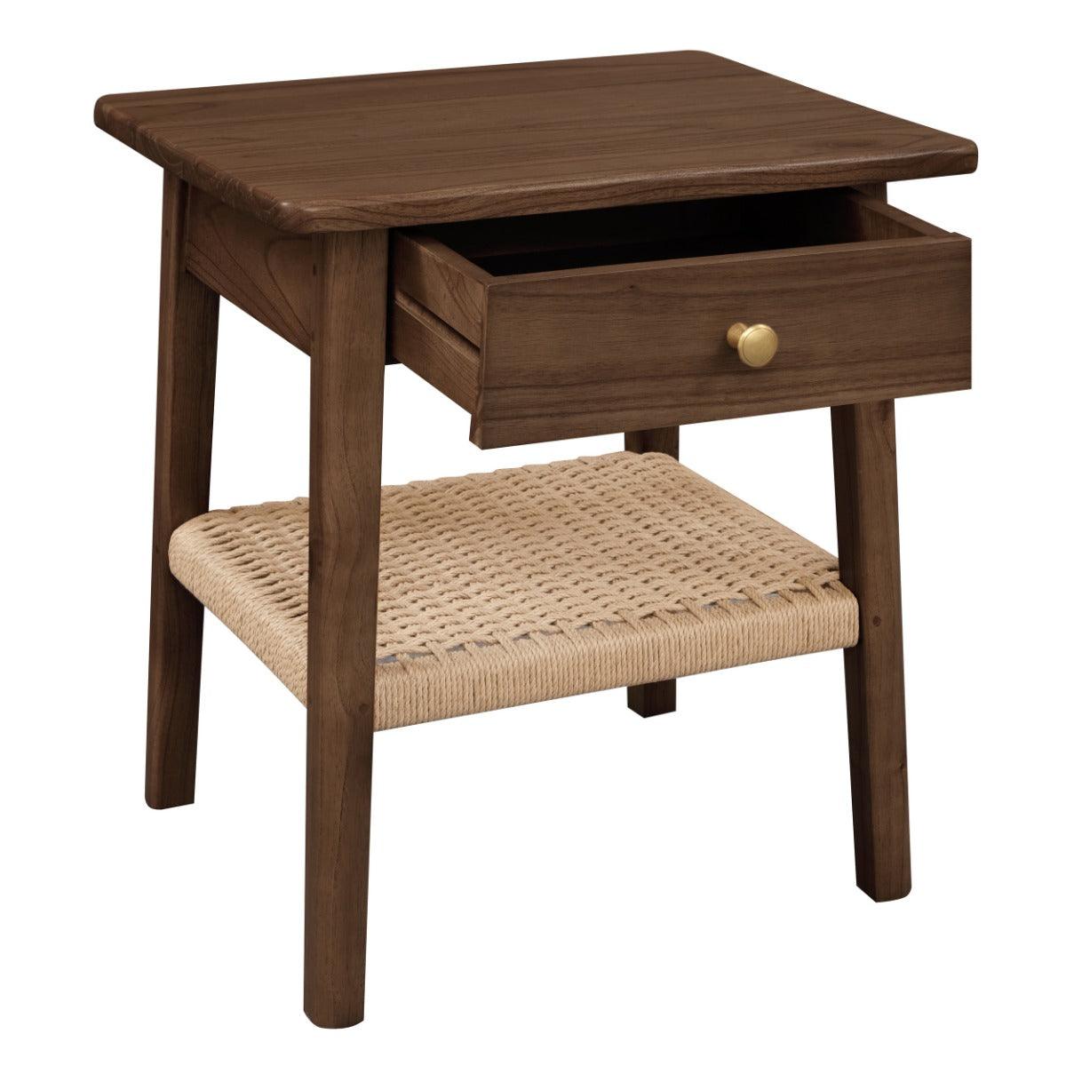 KELLY WHITE CEDAR TIMBER 1 DRAWER BEDSIDE TABLE WALNUT - MyChocolateWood