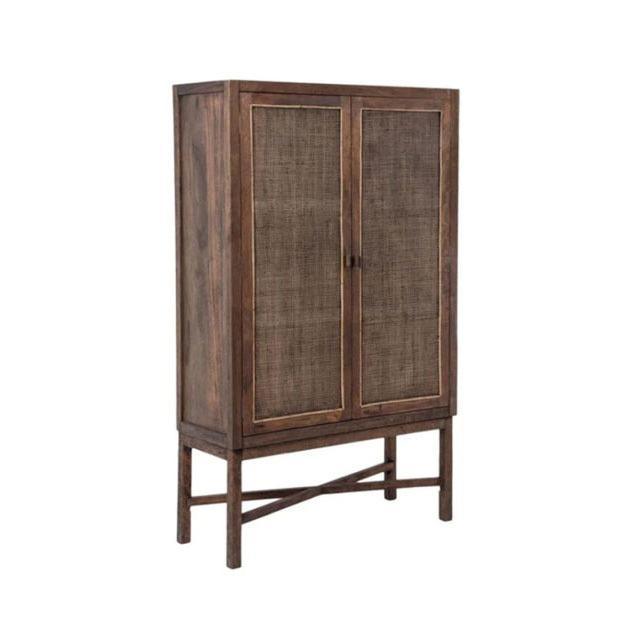ELDRIDGE SOLID MANGO WOOD TIMBER TALL CUPBOARD CABINET WALL UNIT HONEY BROWN
