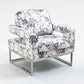 MARIS FLORAL ARMCHAIR WITH CHROMED METAL LEGS