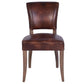 MORANG WAXED TOP GRAIN COWHIDE LEATHER DINING CHAIR BROWN W/ BRIAR SMOKE LEGS - MyChocolateWood