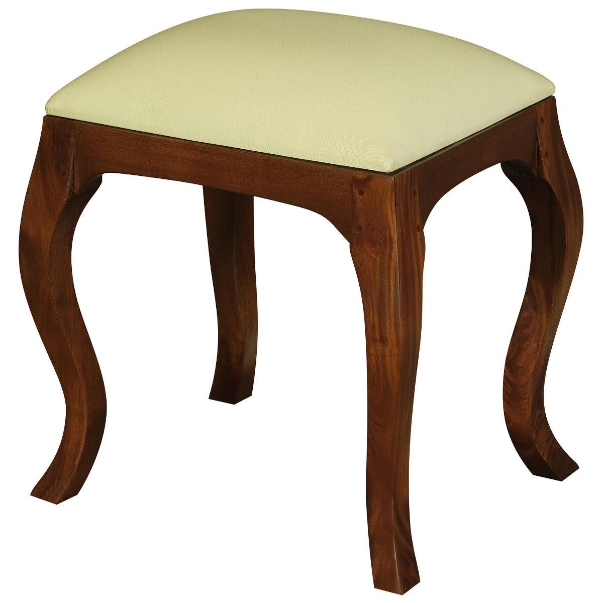 QUEEM ANNE SOLID MAHOGANY DRESSING STOOL - MAHOGANY