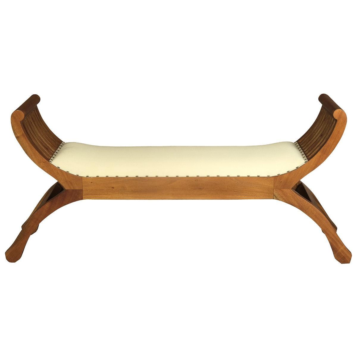 CHENGLEI OPIUM STYLE LEG 2-SEATER CUSHIONED BENCH IN LIGHT PECAN