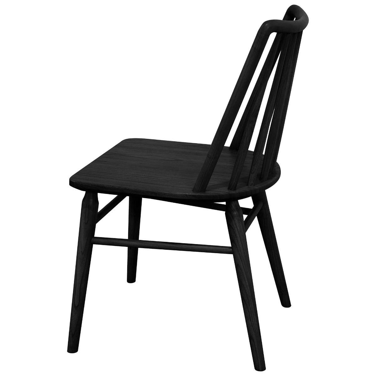 RIVIERA SOLID OAK DINING CHAIRS IN BLACK SET OF 2