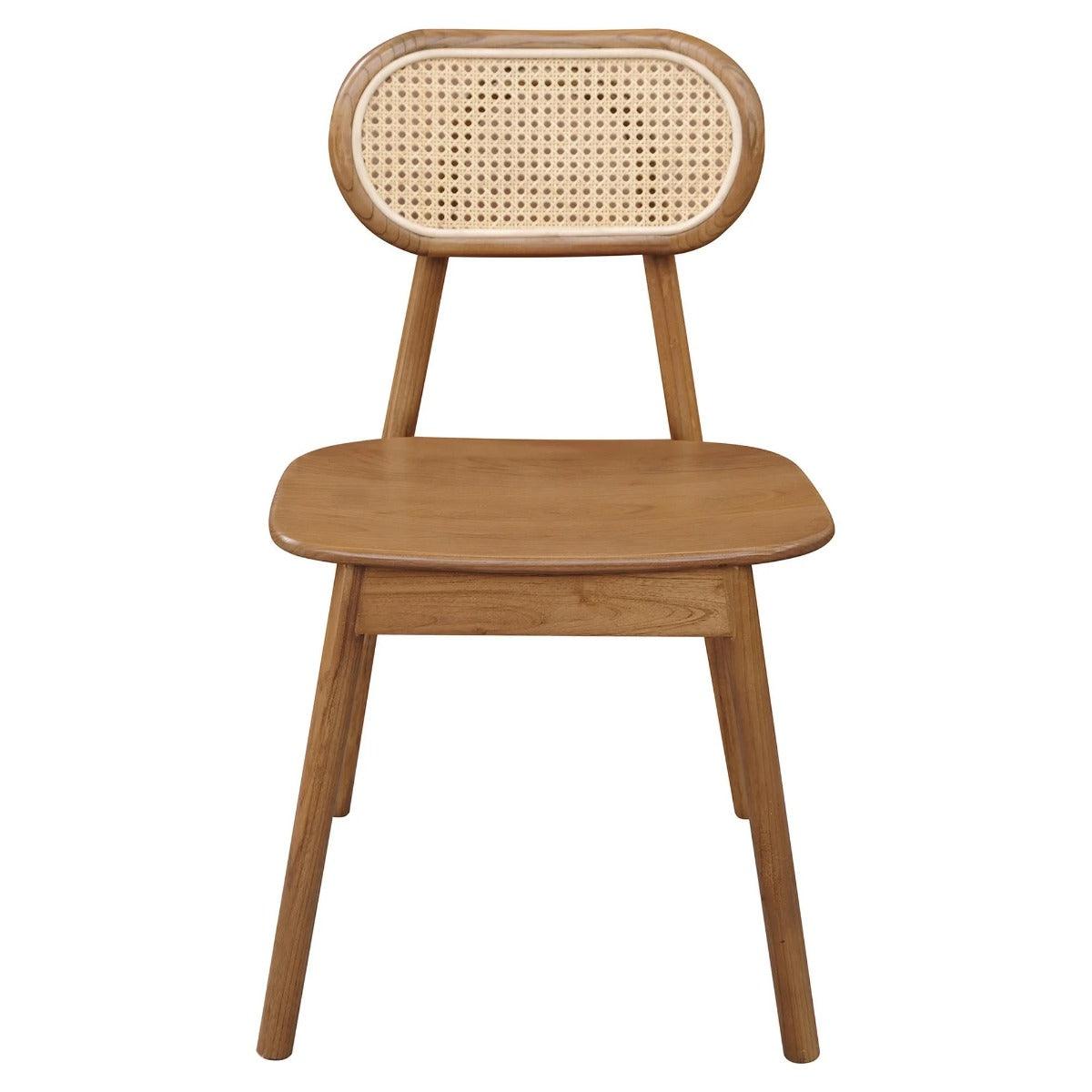 KELLY OAK & RATTAN DINING CHAIR ALMOND