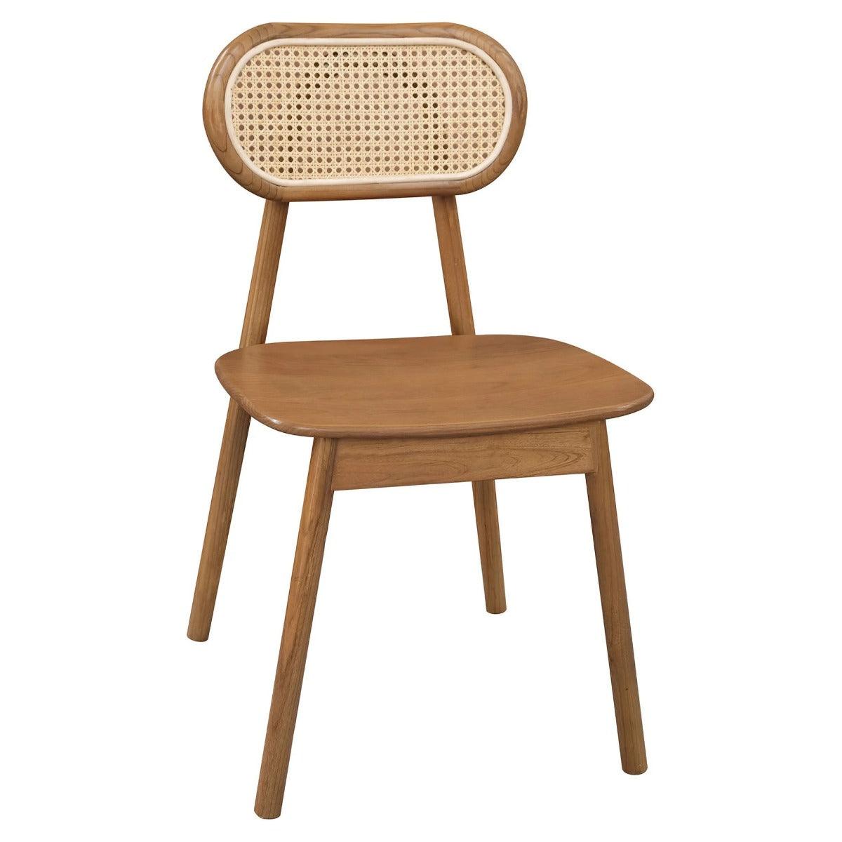 KELLY OAK & RATTAN DINING CHAIR ALMOND